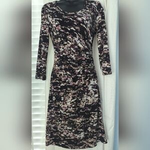 Calvin Klein Women’s 3/4 Sleeves Black Multicolored Dress Size 2